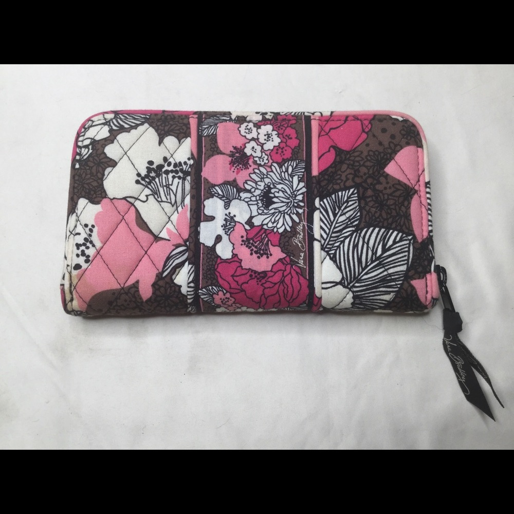 Vera Bradley Mocha Rouge Zip Around Wallet